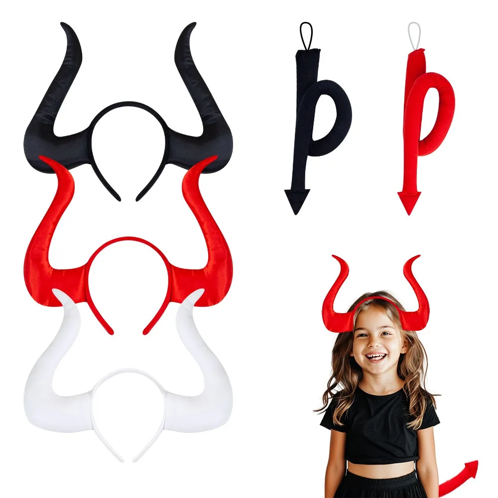Novelty Funny Big Devil Horn Headband Children Adult  Hair Band Headwear Fancy Dress Party  Costume Cosplay  Halloween