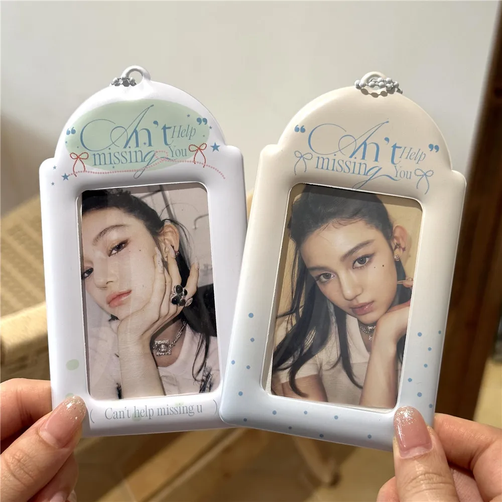 Transparent PVC Card Cover Ins Kpop Idol Photo Clip Storage Protective Sleeve Bag Decor Photocard Display Pendant Keychain 1PC