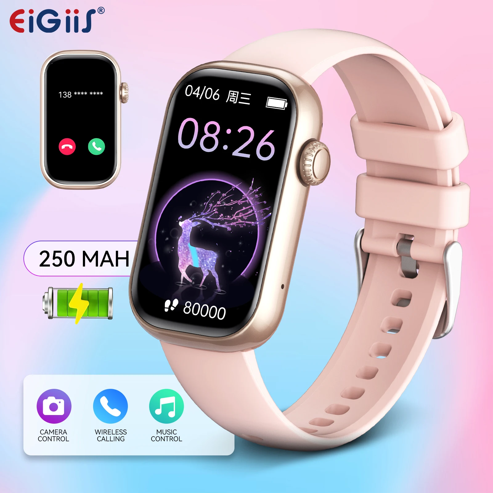 

EIGIIS New Smart Watch for Women with Bluetooth Call 100+ Sports Modes Fitness Tracker Heart Rate Blood Oxygen Sleep Monitor