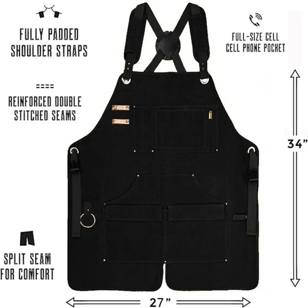 

1PC Thick Canvas Apron Split Bottom Design Thick Canvas Work Apron For Electricians Carpenters And Other Types Of Workers