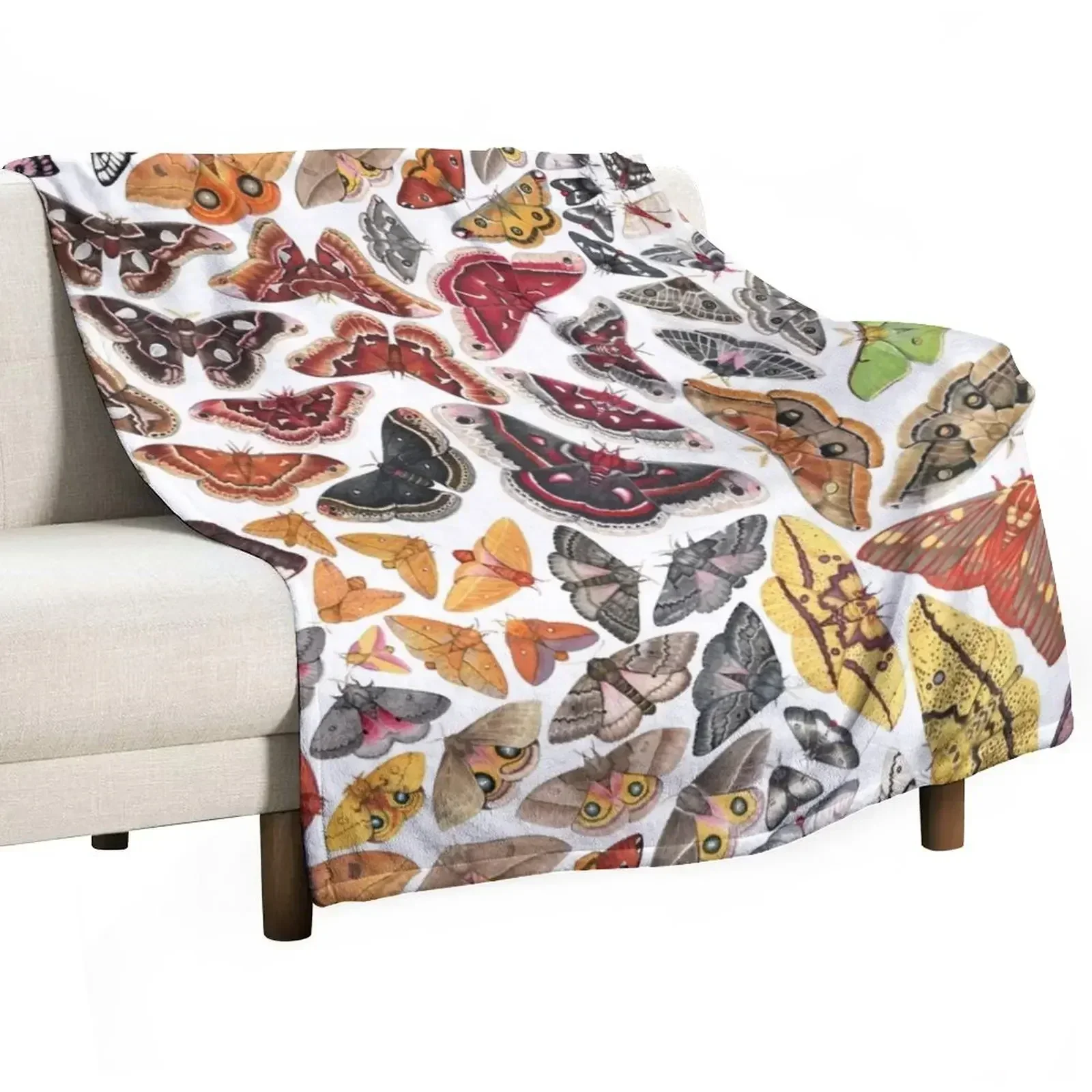 Saturniid Moths of North America Pattern Throw Blanket Winter beds Comforter warm for winter Decorative Throw Custom Blankets
