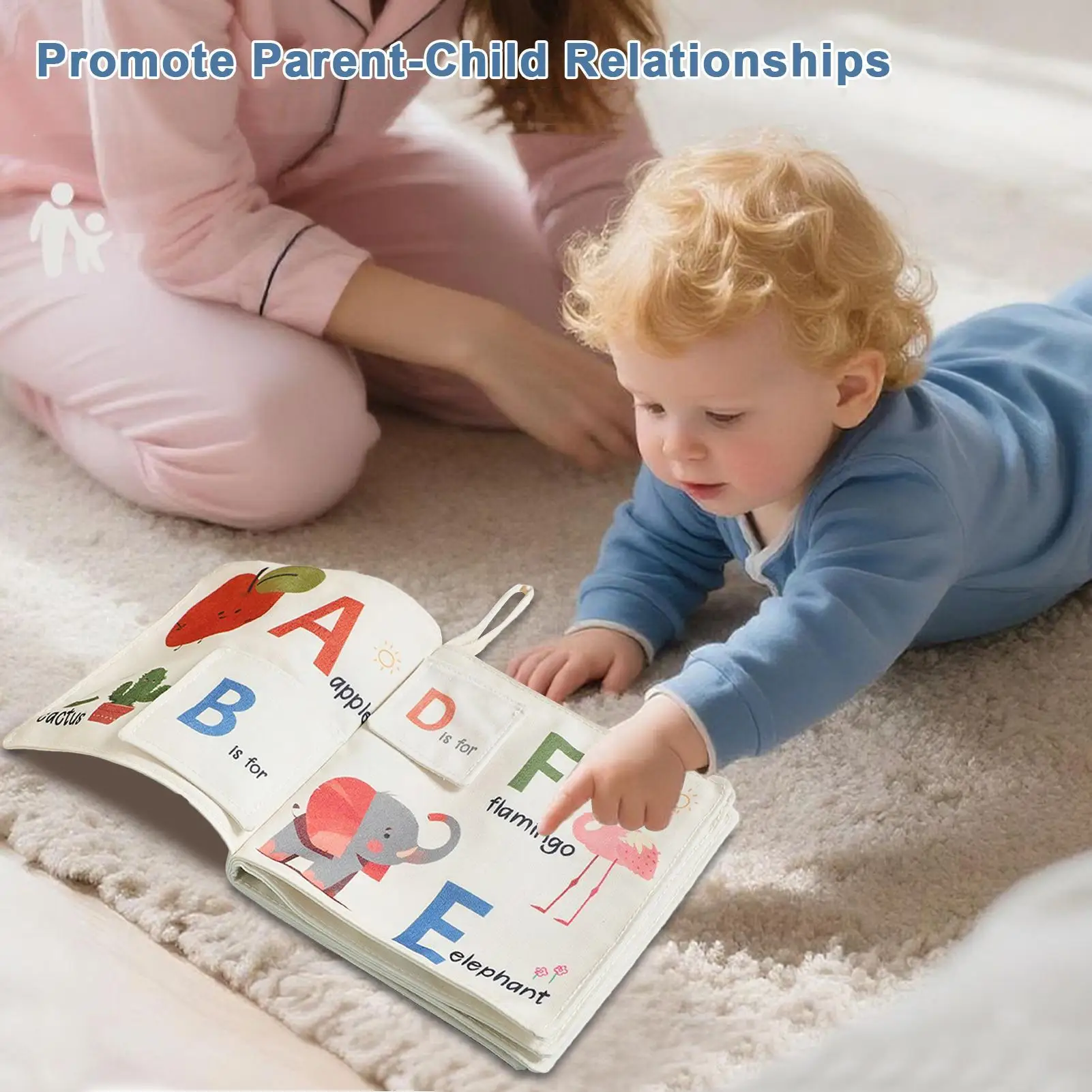 Doekboek voor peuter Alfabet Dier Cognitief Vroeg educatief Zacht boek Babyboek Speelgoed Doek Crinkle Boeken voor baby