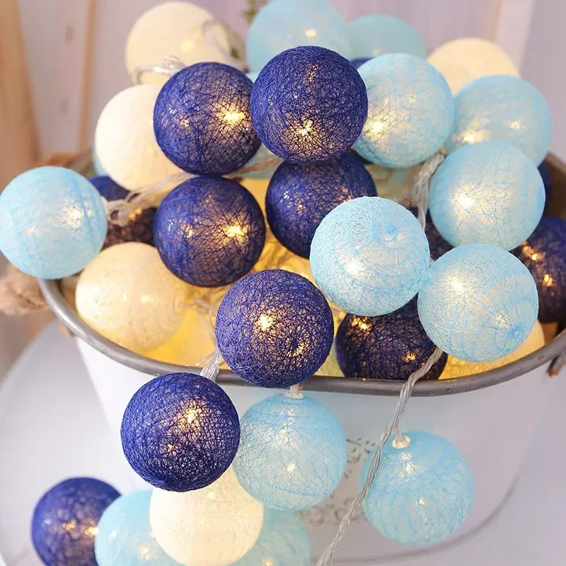 Cotton Ball String Fairy Night Lights LED Bulb Bedroom Christmas Halloween Outdoor Holiday Party Baby Bed Lights Decoration
