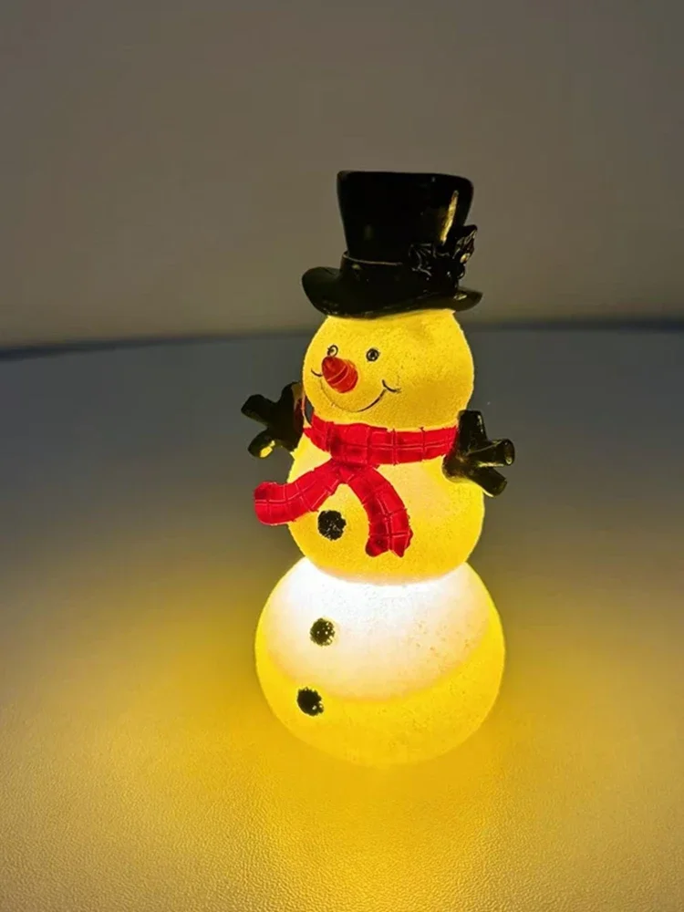 2PCS Snowman Night Light Usb Power Supply Color Change Soft And Bright LightLed Plastic Transparent Christmas Home Decoration
