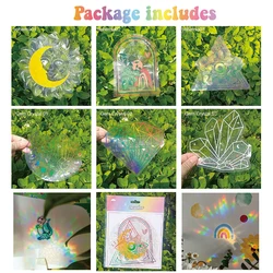 6Pcs/set Suncatcher Window Stickers PVC Glass Sticker Rainbow Sun Catcher Maker Wall Decal Art Home Bedroom Kids Room Decoration
