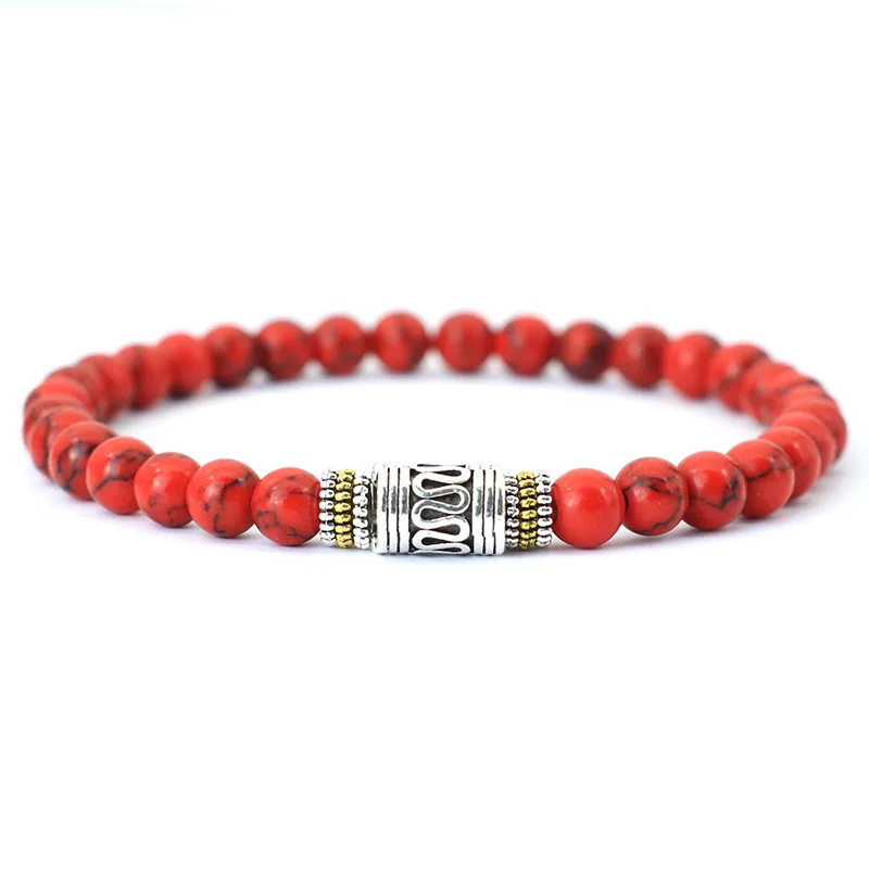 Simple Style Natural Stone Bracelet Unisex Sanskrit Yoga Meditation Beaded Braclet Lucky Red Braslet Tibetan Buddhist Pulseira