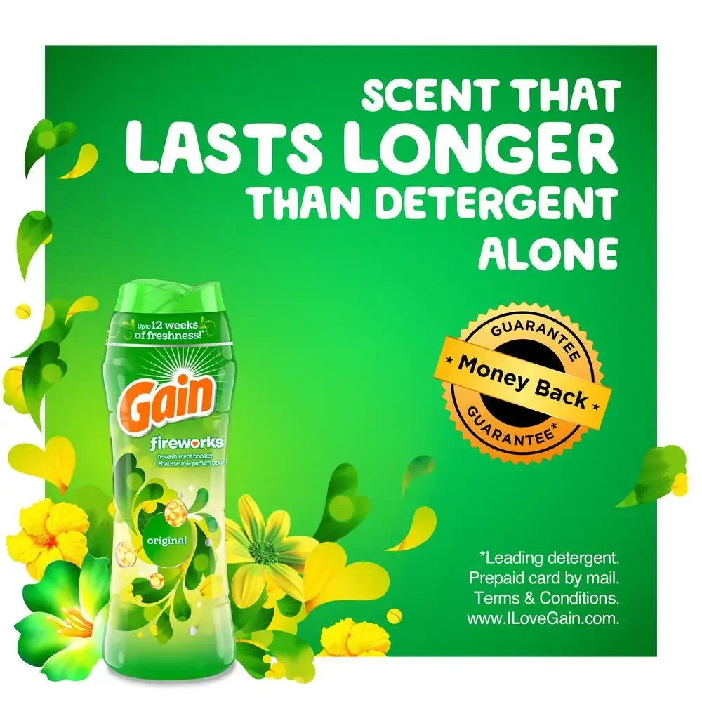 Gain-Scented Lavanderia Beads, Fresh Scent Booster, Long-Lasting Odor Eliminator, Fácil de Usar Fragrância, Original, 24oz