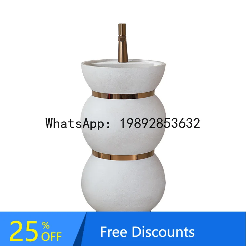 

YFY Japanese Wabi-Sabi Style Designer Pedestal Basin Floor-Standing Washbasin Double Ball Overlapping Artistic Washbasin