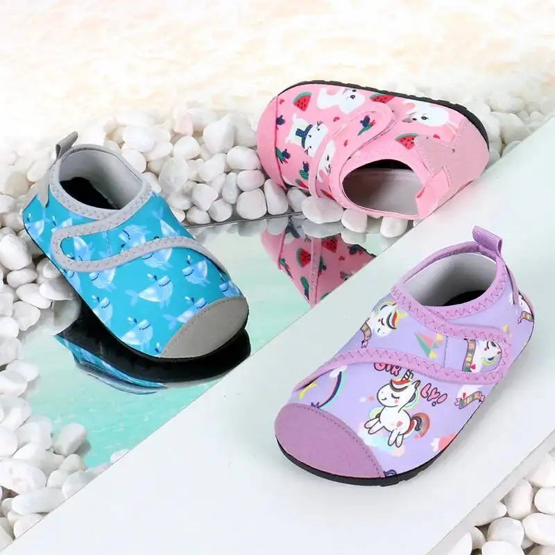 Cartoon Animals Boys Girls Aqua Shoes Rabbit Unicorn Whale Beach Shoes For Children Swimming Soft Non Slip Kids Slippers