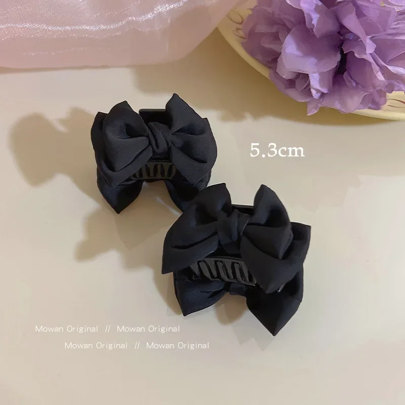 Sweet Satin Bow Hair Claw Clip Small Princess Head Shark Clip Colorful Bang Side Hair Grasping Clip Simple Headdress for Girl