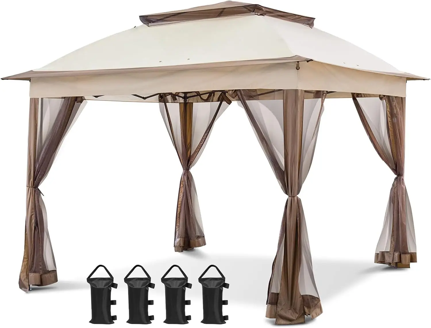 

11x11 Pop Up Gazebo with Mesh Netting, Instant Outdoor Canopy Tent, Water Resistant Shelter with UPF 50+ UV Protection, 121 S