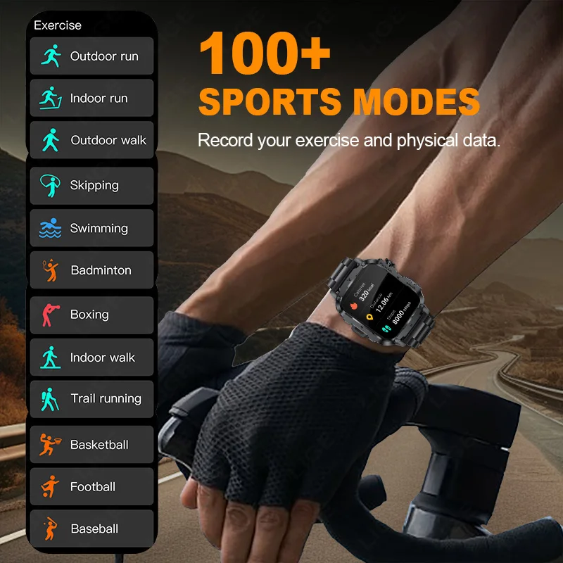 LIGE 2025 Jam Tangan Pintar Militer Kasar Jam Tangan Pintar Pria Luar Ruangan LP68 Tahan Air 1.95 "Al Voice BT Call Man Jam Tangan Pintar untuk Android IOS