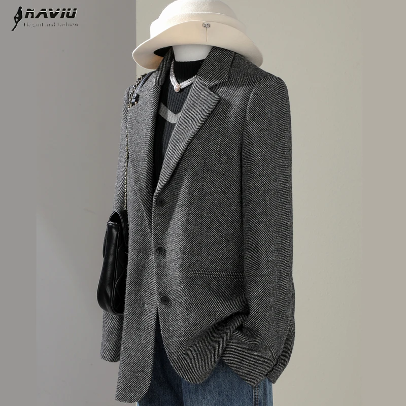 

Женский блейзер NAVIU, кофейно-розовый, премиум-класса, с длинными рукавами, однобортный, пиджак, куртка, верхняя одежда для офиса и повседневной носки