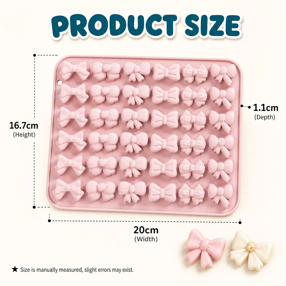 3D Mini Silicone Cake Mold,Cute Bow Shape Baking Tray for Candy,Chocolate,Fondant,Muffin & Soap,Non-Stick Kitchen Supplies