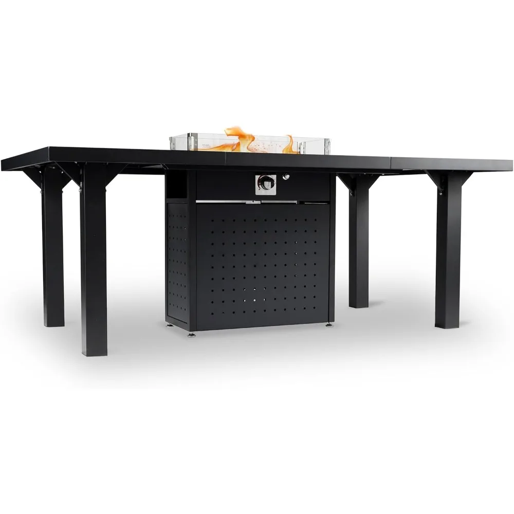 

Fire Pit Table with Pulse Ignition, Stainless Steel Burner and Integrated Tank Storage, Propane Gas Rectangular Fire Pit Table