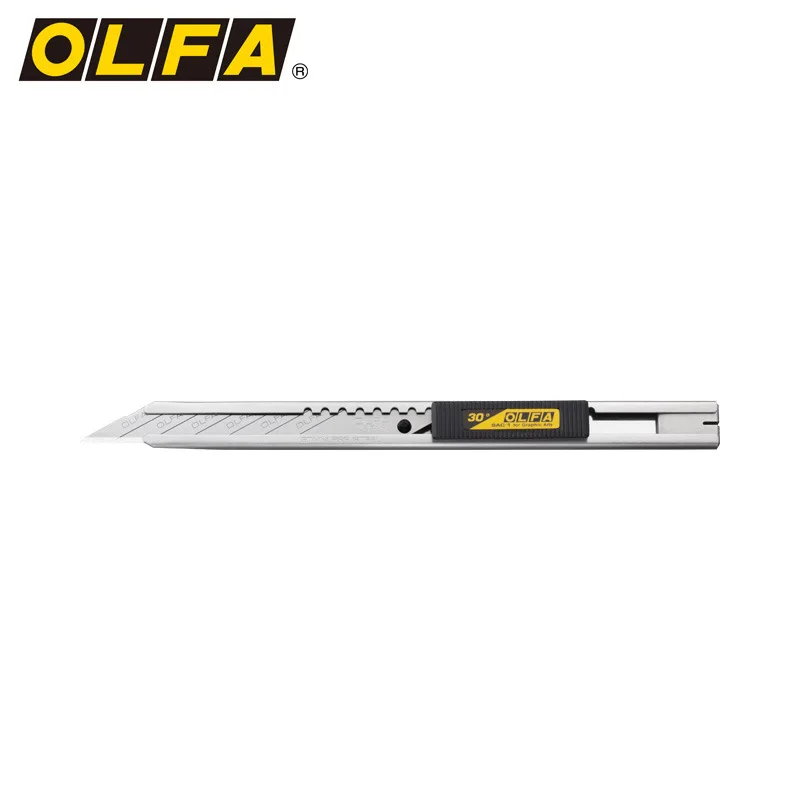 OLFA SAC-1 Cuchillo utilitario pequeño de 9 mm, ángulo de 30 grados, cuchillo profesional para cortar películas de coche, cuchillo de grabado