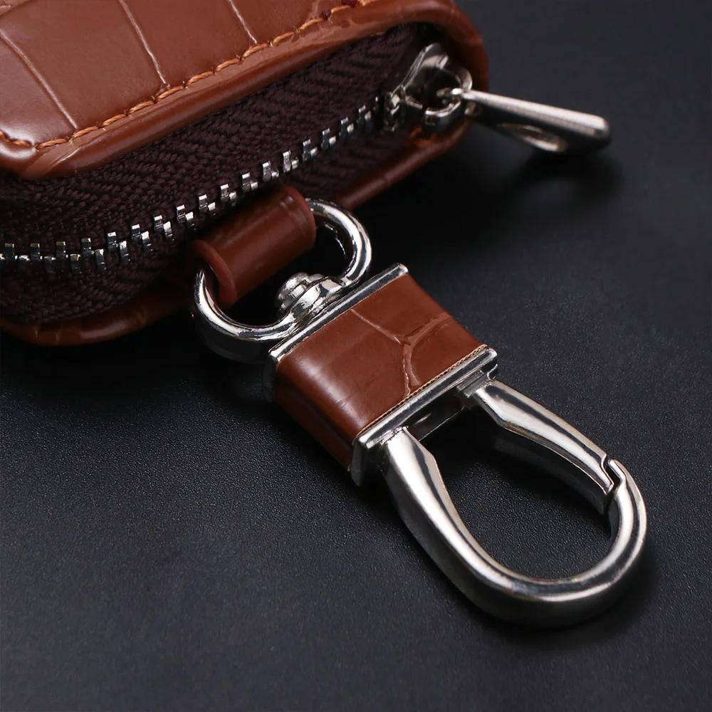 Nuevo diseño, monedero pequeño de Color sólido, cartera de negocios con cremallera, monedero de cuero PU, funda colgante de lujo para llaves, llavero