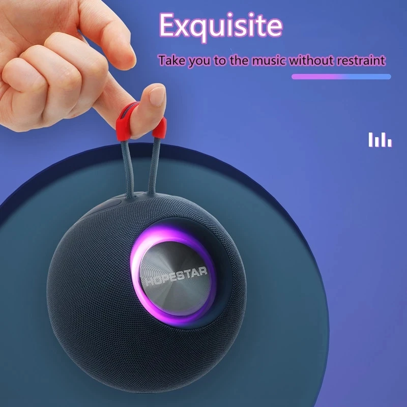 مكبر صوت محمول باللون الأزرق، حجم أعلى، صوت ستيريو واضح، جهير IPX5 مقاوم للماء BT H52 مكبر صوت