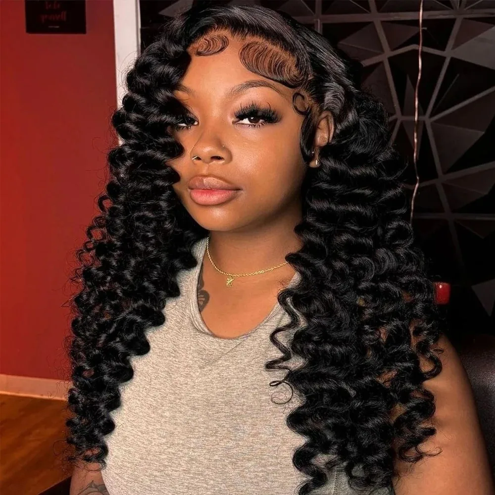 

220 Density HD 13X4 Transparent Deep Water Wave Curly Lace Frontal Wigs 16 30 Inch Lace Front Human Hair Wig