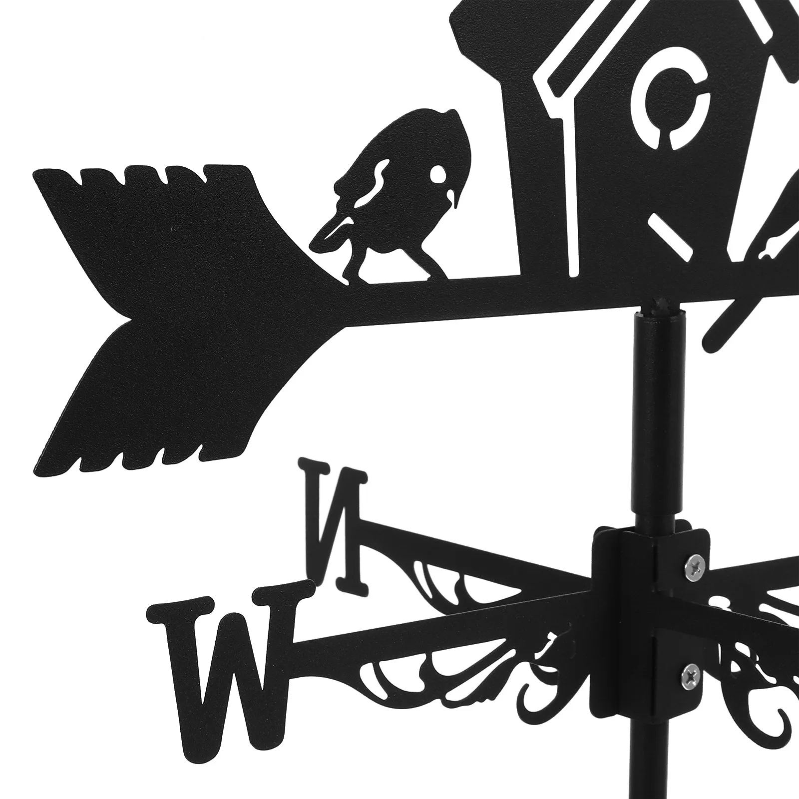 Outdoor Metal Birdhouse Weathervane Iron Wind Direction Indicator Decorative Garden Yard Roof Weather Vane Measurement Tool view 6