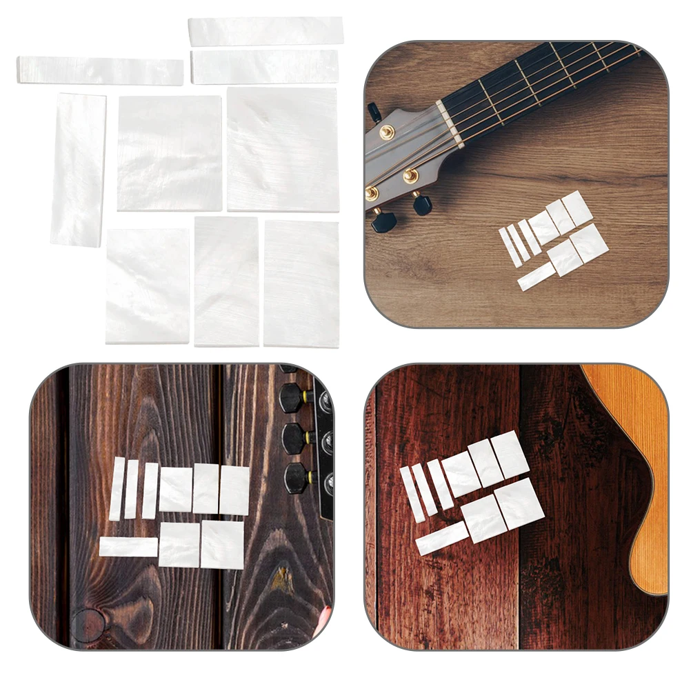 

9 pcs White Shell Guitar Inlays Markers Diy Fretboard Fingerboard Assorted Sizes Easy Cut Durable Shell Material