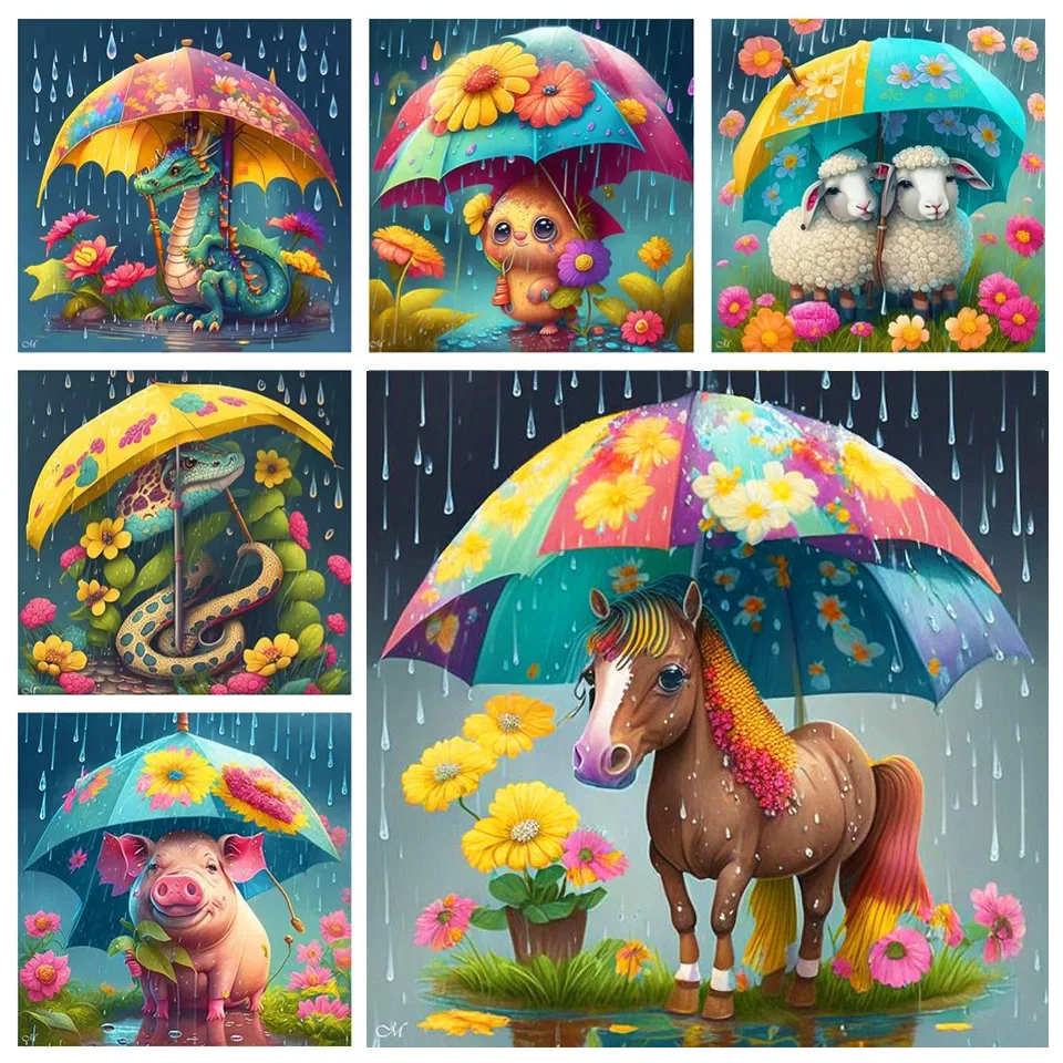 Diamond Painting 5d Tiger Cat Dog Cross Stitch Needlework Umbrella Embroidery Sale Animal Fantasy Rhinestones New Arrival GG910