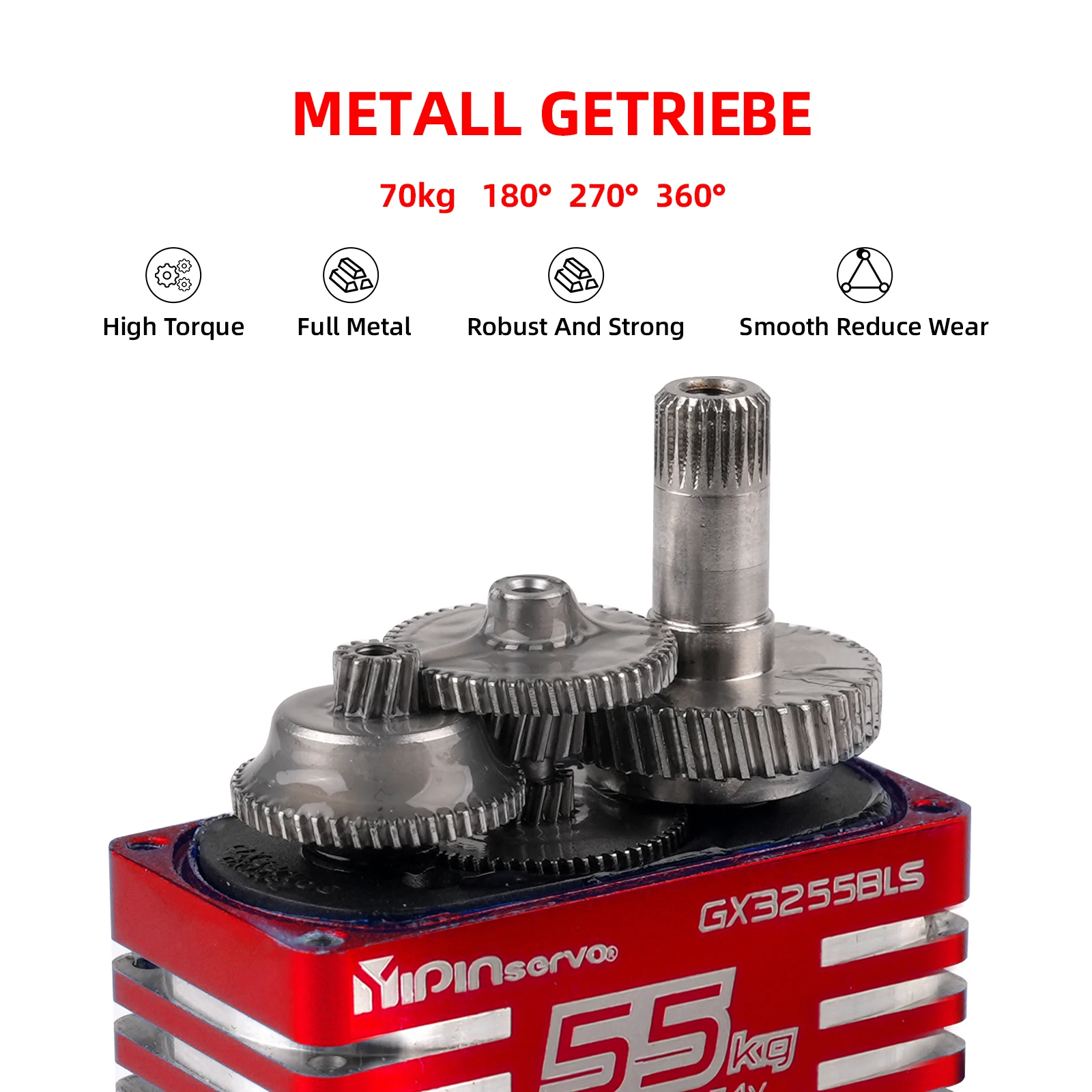 

Бесщеточный цифровой сервопривод GX3255BLS 55 кг с высоким крутящим моментом, стальными шестернями, программируемый на 180, 270, 360 градусов для радиоуправляемых моделей автомобилей, роботов, лодок