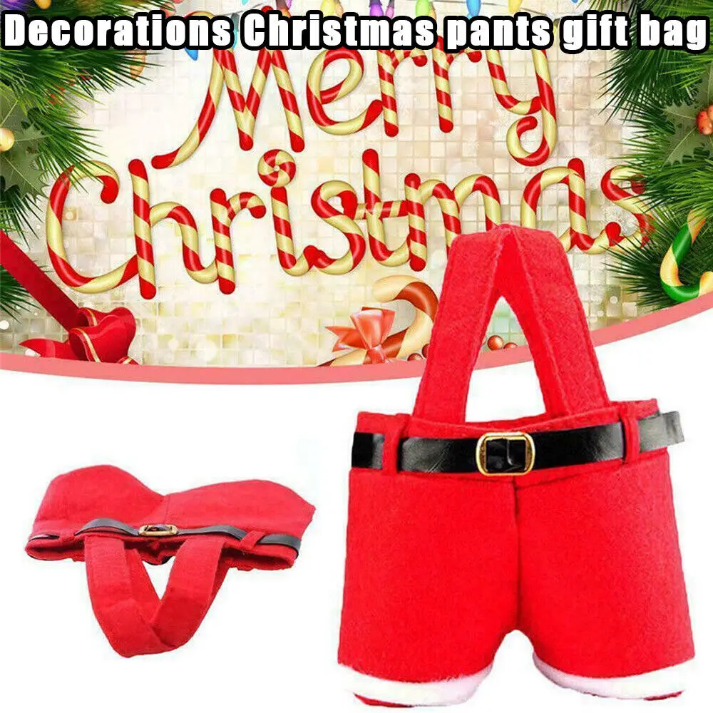 Sacs cadeaux de noël Style pantalon de père noël, sac à main Portable pour bonbons, sac à dos rouge pour pantalon de père noël, décoration de fête de noël