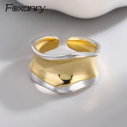 Foxanry Minimalist Party Rings for Women Couples New Fashion Creative Design Wave Curve Geometric Finger Jewelry Gifts Кольцо
