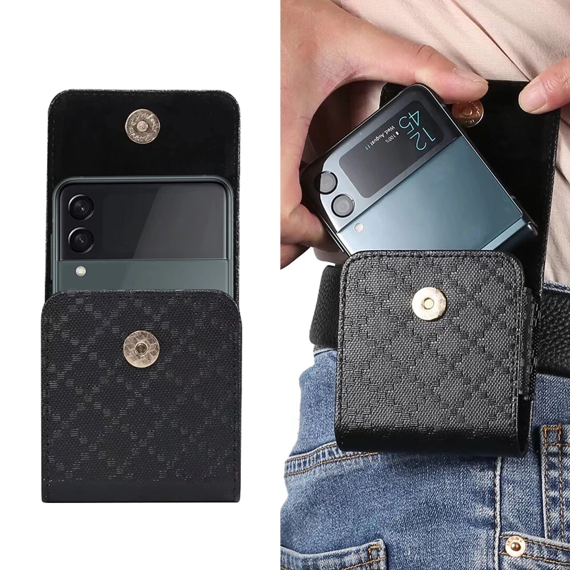 Leather Case Pouch For Samsung Galaxy Z Flip 6 5 4 3 2 5G Protective Pouch For Motorola Razr 40/40 Ultra/Razr 2022 Case Bag Case