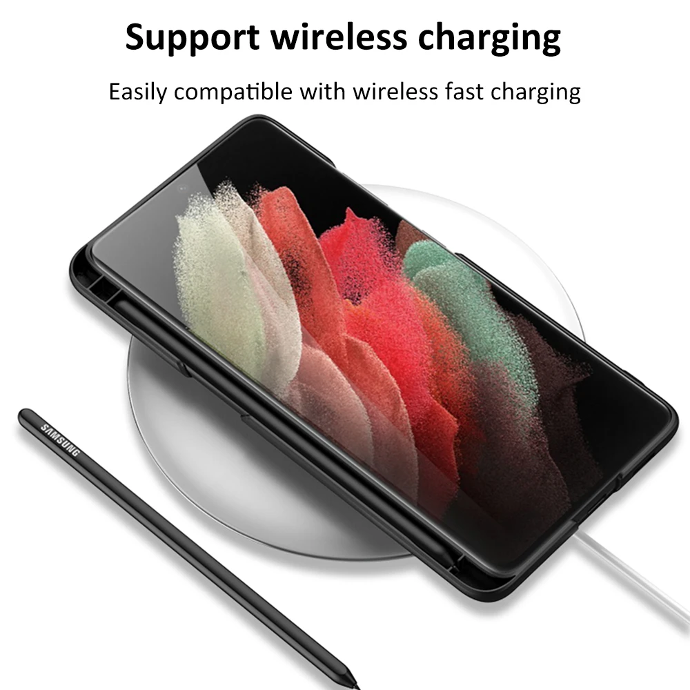 Case for Samsung Galaxy S21 S22 Plus Ultra Ultra-Slim Shockproof Side Pen Stand Plastic Cover For Galaxy S21 S22 Ultra Coque