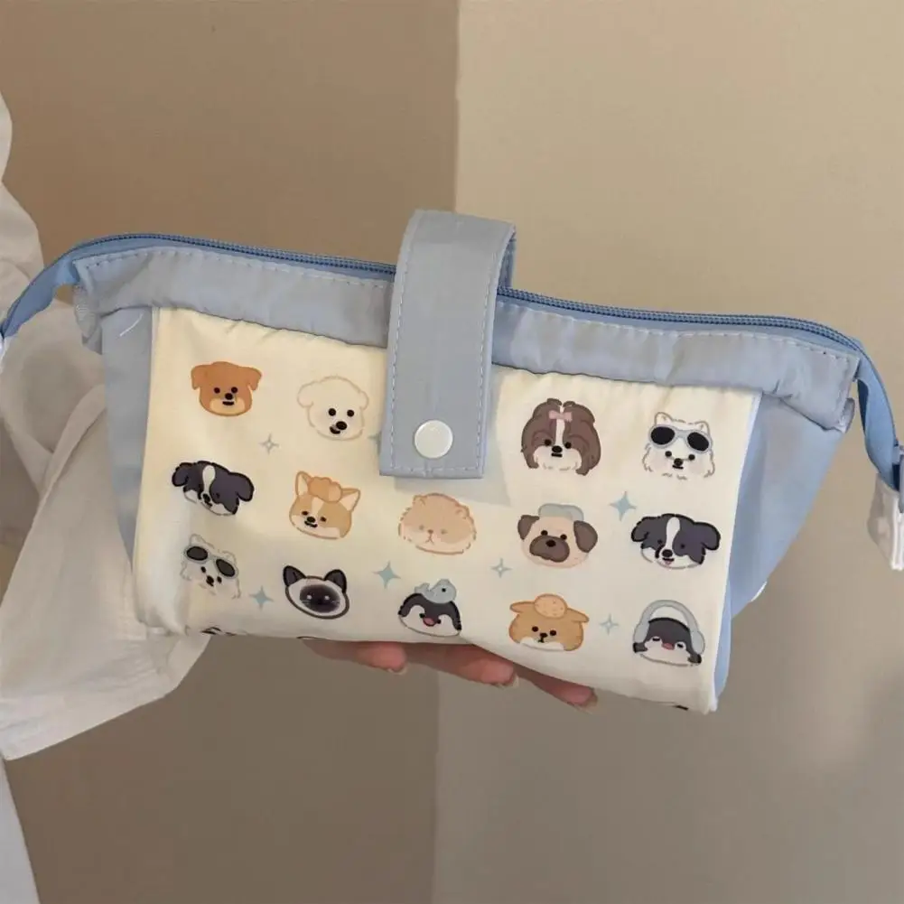 Bolsa de lápis de lona com fecho zipper, lápis, saco de armazenamento bonito impressão, papelaria portátil para escola