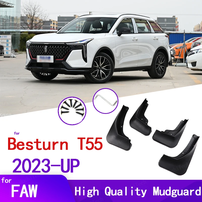 4pcs Black for FAW Besturn T55 SUV 2023-Present Mudflaps Splash Guards Mud Flap Front Rear Mudguards Fender