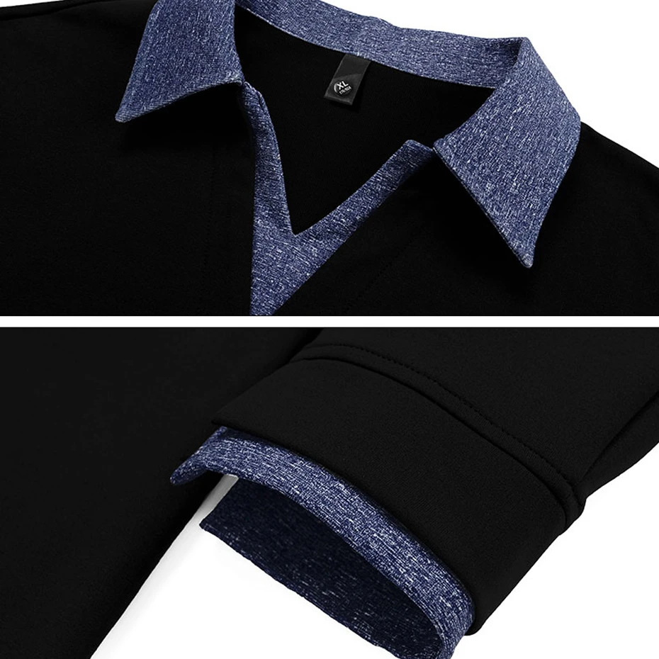 8XL Plus Size Sweatshirts Men Spring Autumn Fake Two-piece V-neck Sweatshirt Fashion Casual Pullover Male Big Size 8XL