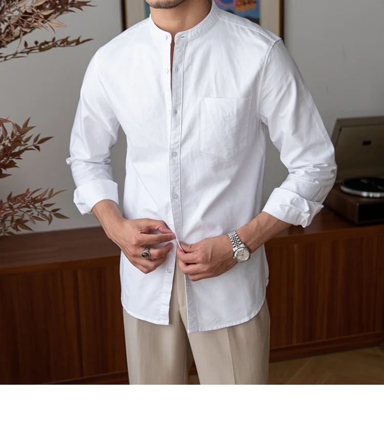 

2023 New Summer Men's Long Sleeve Oxford Casual Green Shirt Front Patch Chest Pocket Regular-fit Thick Work Shirts for Men