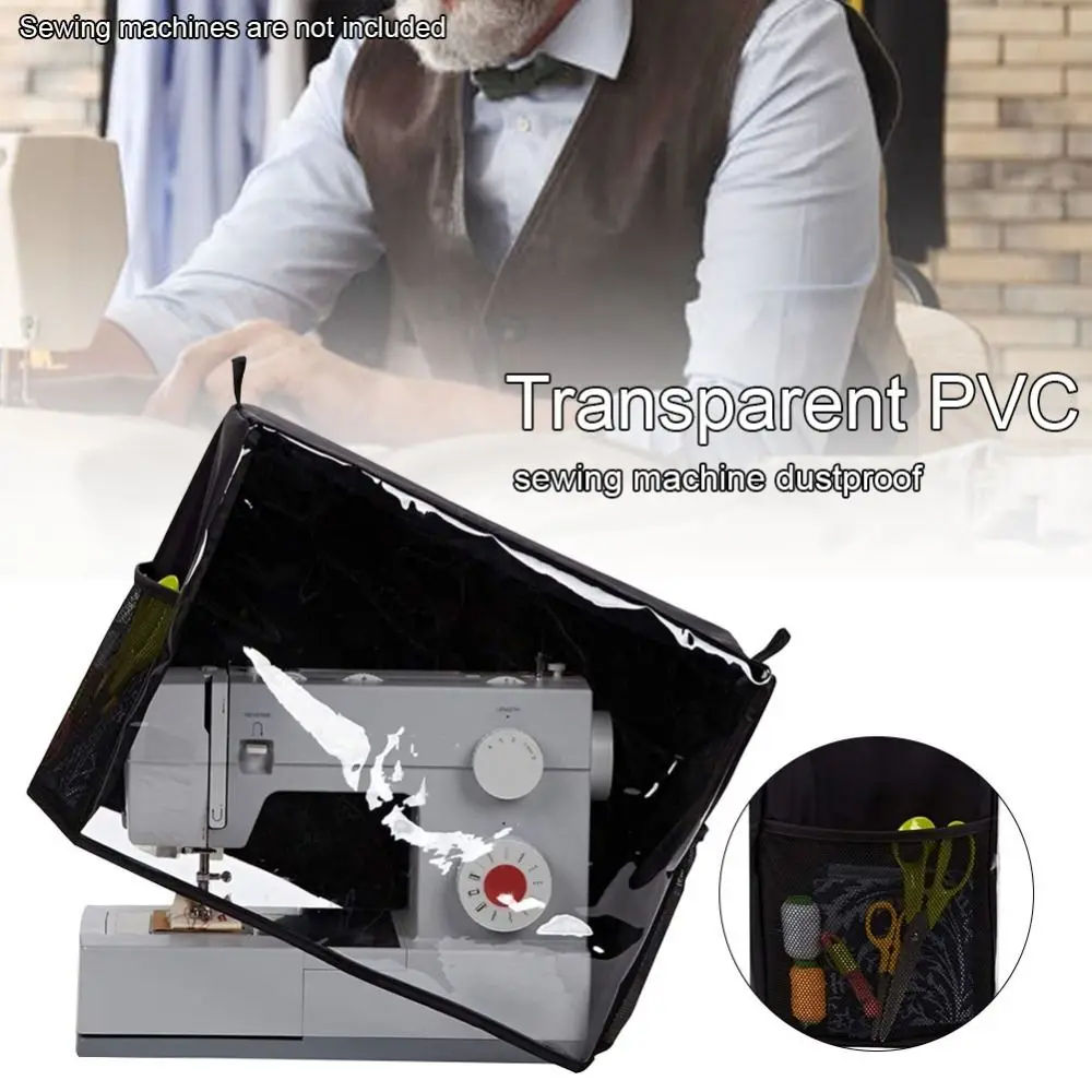 Accessori coprimacchina da cucire protettiva in PVC solido trapuntato antipolvere universale con 2 tasche laterali casa portatile riutilizzabile