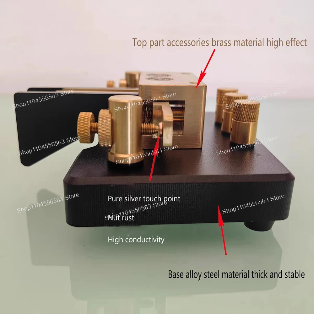 

MK - 03 Heavy - Duty Brass CW Morse Code Key for Ham Radio – Adjustable Telegraph Key with Pure Silver Contacts