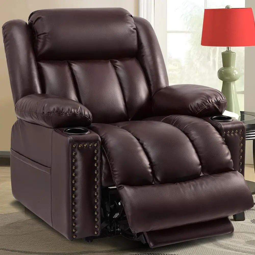 

Power Lift Recliner Chair with Massage and Heat for Elderly, Electric Recliner Single Sofa with Two Cup Holders, Extended Footr