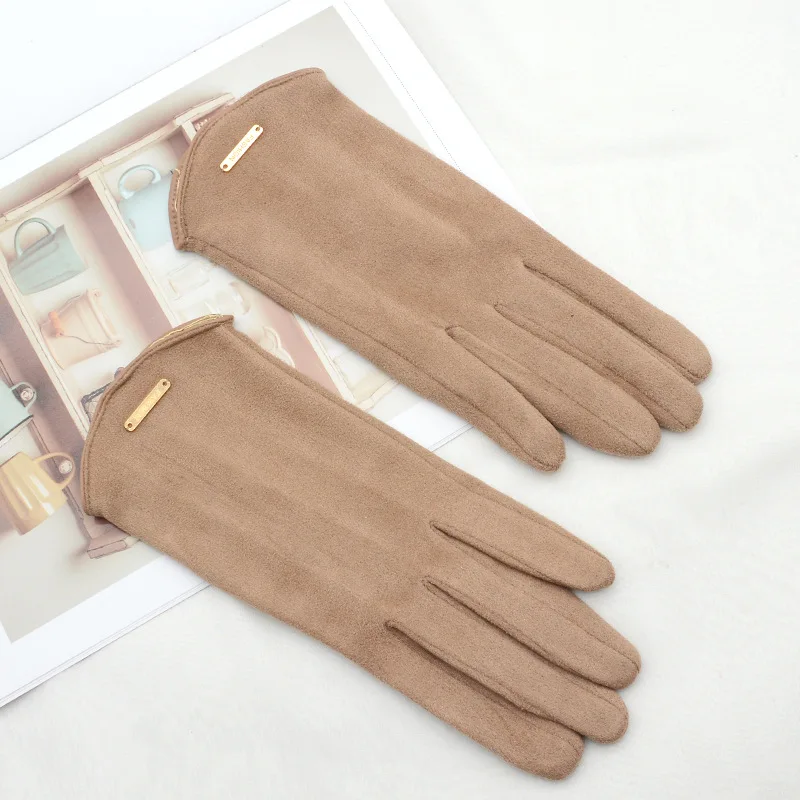 Rimiut Women Suede Leather Gloves Warm Casual Lovely Female Autumn Winter Gloves Thick Keep Warm Touch Screen Fashion Gloves