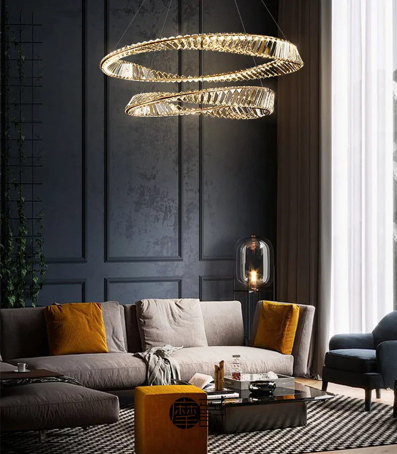 Living Room LED K9 Dimmable Pendant Lights Gold Irregular