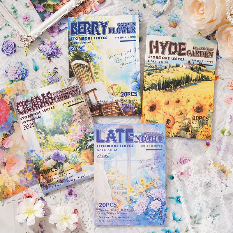 

JIANQI 20 шт., наклейки для домашних животных, книга, садовый пейзаж, декоративные материалы для скрапбукинга ручной работы, дневник, альбом, принадлежности для рукоделия