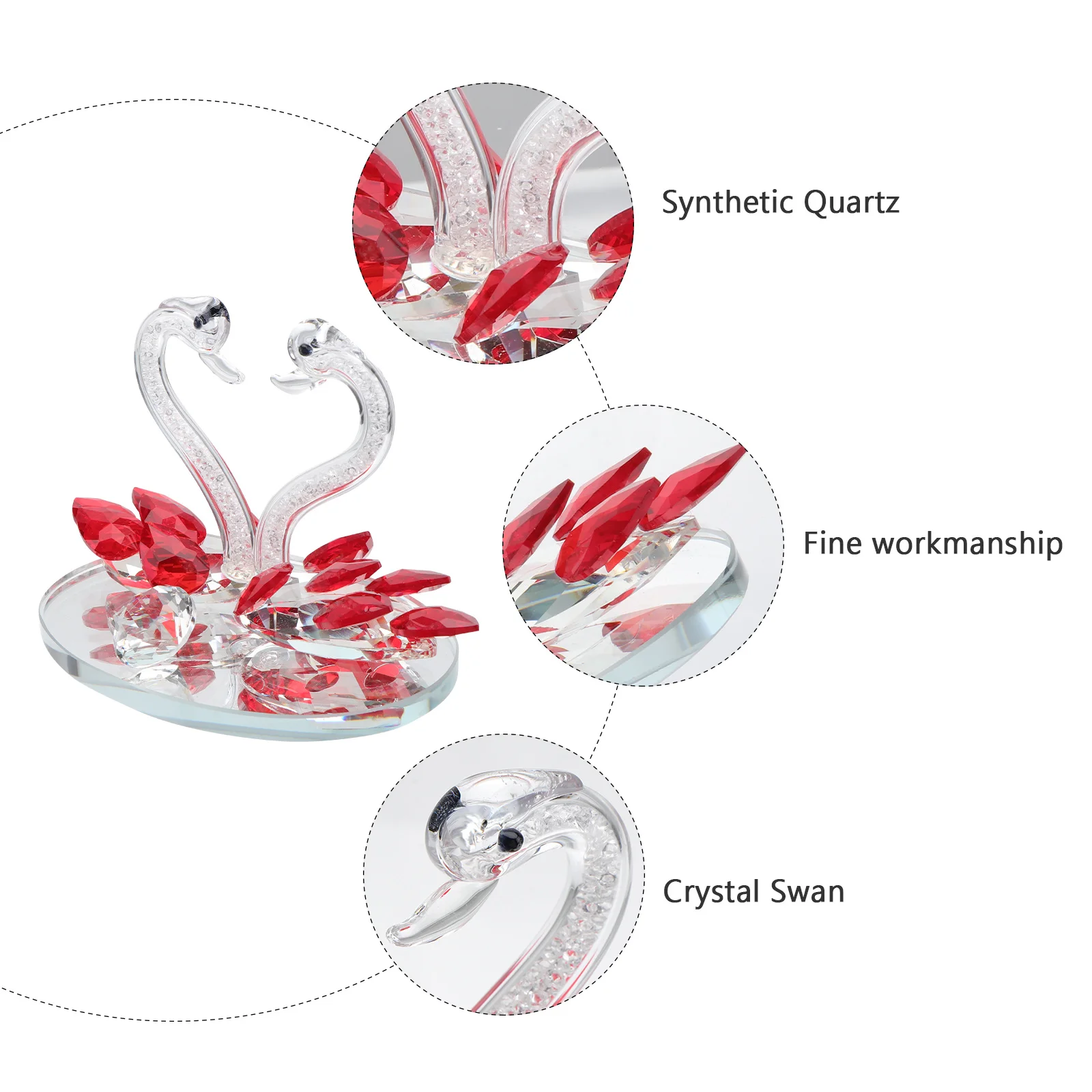

1Pcs Lifelike Red Crystal Swan Decoration Fine Workmanship Wedding Banquet Supply Romantic Office Party Layout