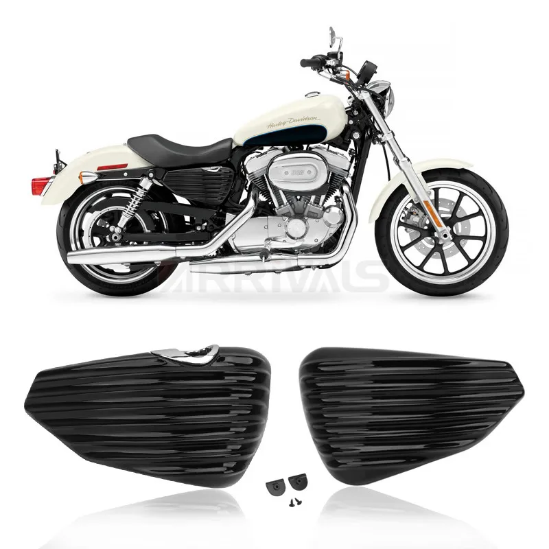 Black Motorcycle Left&Right Side Oil Tank Battery Cover Fairing Guard For Harley Sportster XL1200 XL883 2014 15 16 17 18 19 20