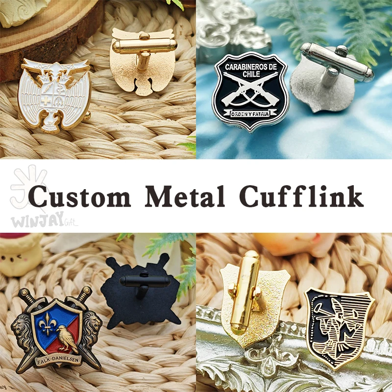 

[Minimum 10pcs] Custom metal cufflink Company Soft enamel process Design Stamping 3D Hard enamel