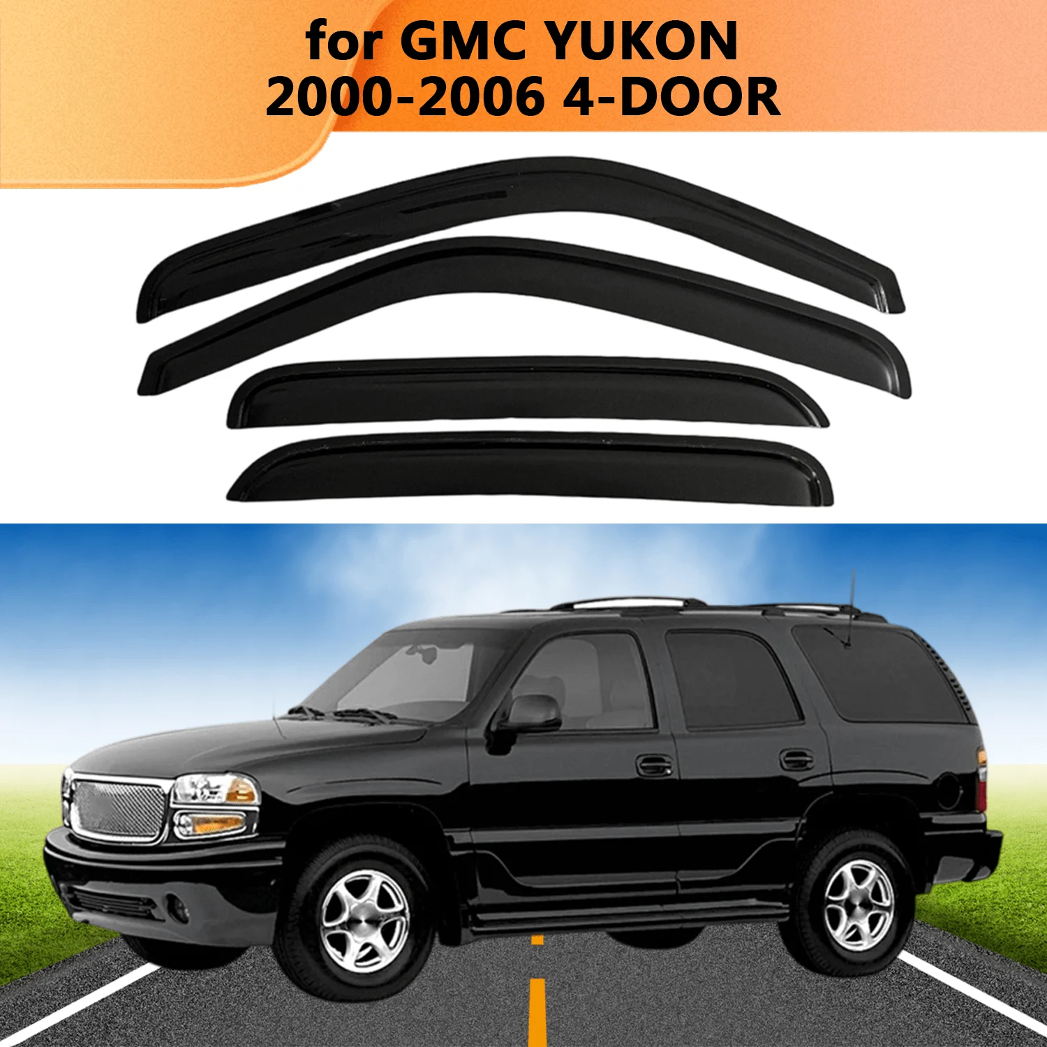 

Window Visor for GMC YUKON 2000 2001 2002 2003 2004 2005 2006 4-DOOR Weathershied Door Visor Wind Sun Rain Guards Side Outside