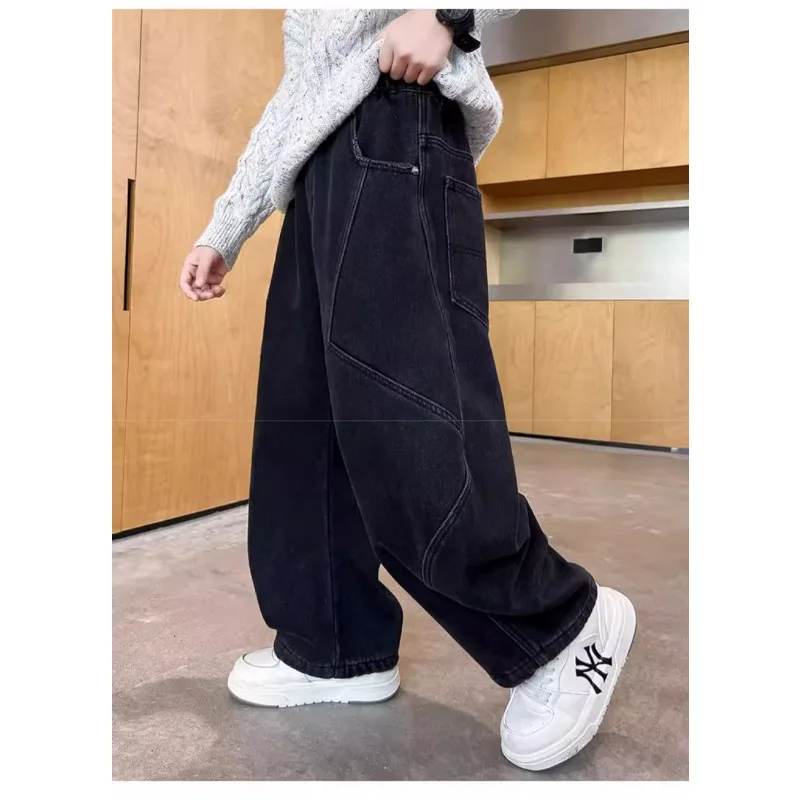 UNITIM Kinder-Jungenhosen Herbst 4-14 Jahre Kinder-Jungen-Jeanshosen Locker Sitzende Winter-Samt-Warme Jugendliche Jungen-Jeans – Detail 17