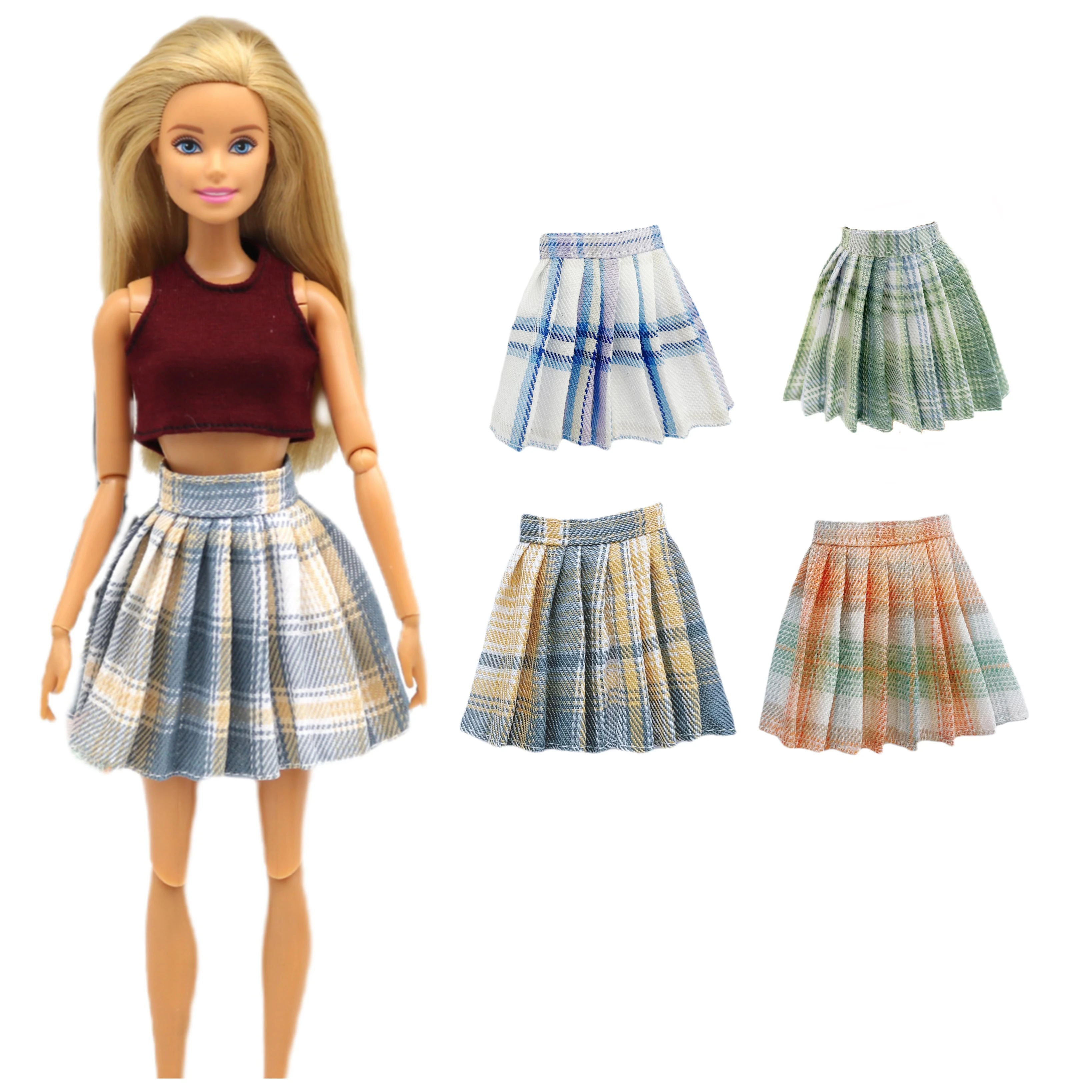 Mode Jk Geplooide Rok Geruite Kilt Dagelijkse Kleding 11.8Inch Casual 1/6 30Cm Poppenaccessoires Kleding Voor Barbies Poppenmeisje Cadeau