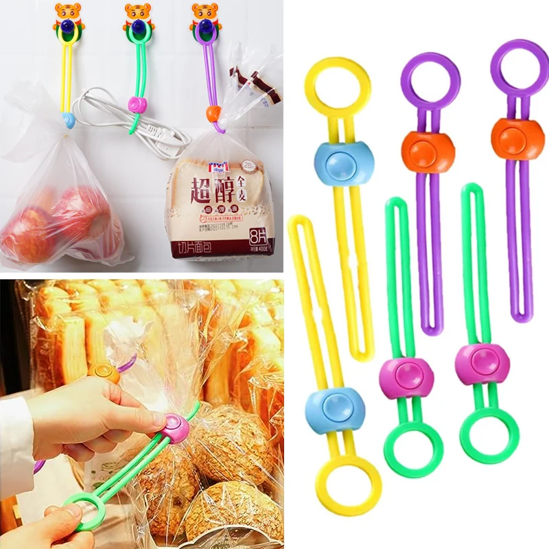 6pcs Multi-Purpose Silicone Rubber Strap Cable Ties Air Tight Sealing Tools Snack Bags Sealing Clips for Home Storage Tools