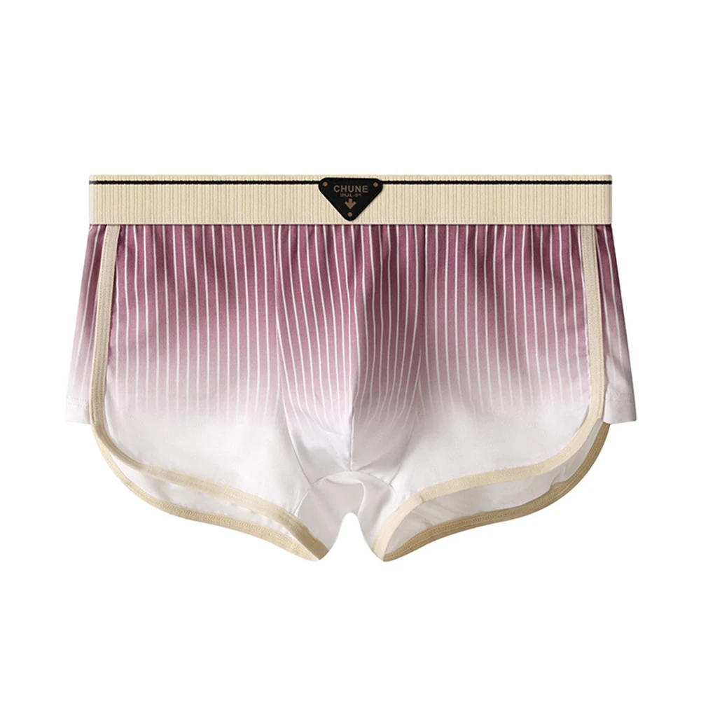 

Home Wear Breathable Underwear Gray Cotton And Spandex Blend Fashionable Striped Pattern Trunks For Everyday Use