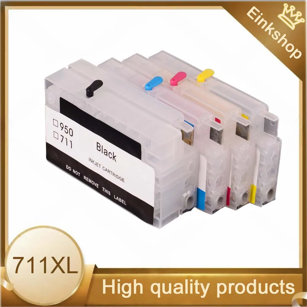 4 Colors For HP 711XL 711 Refillable Ink Cartridge with ARC Chips For HP711 Refill Cartridge For HP DesignJet T520 T120 Printers